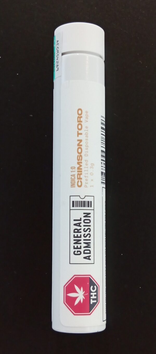 GENERAL ADMISSION - CRIMSON TORO DISPOSABLE VAPE PEN - 0.3 GRAM
