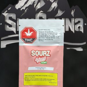 SOURZ BY SPINACH - STRAWBERRY WATERMELON 4:1 CBG:THC GUMMIES - 25 GRAM