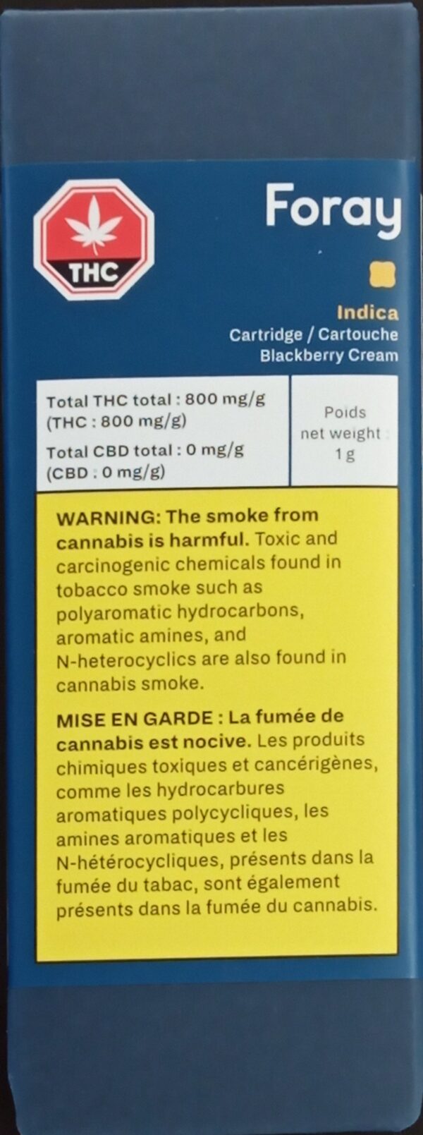 FORAY - BLACKBERRY CREAM INDICA CARTRIDGE - 1 GRAM