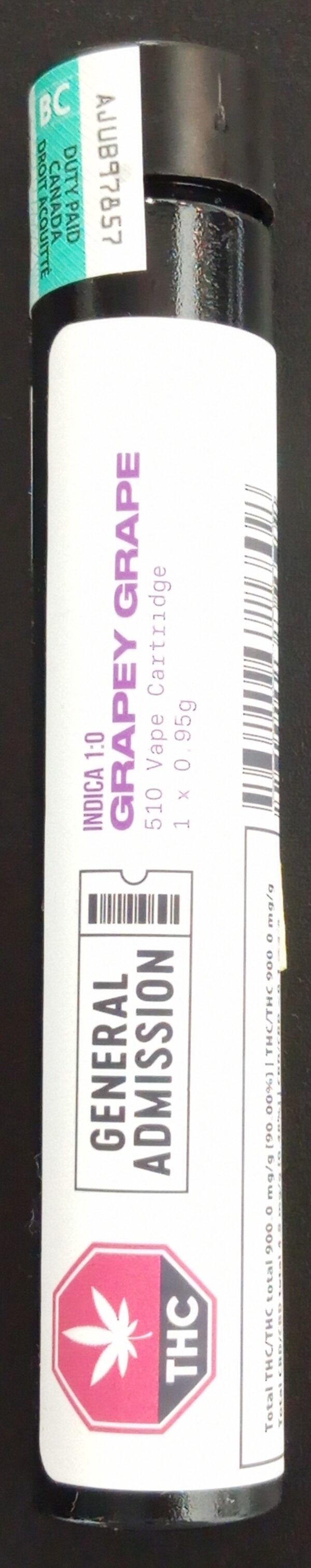 GENERAL ADMISSION - GRAPEY GRAPE DISTILLATE VAPE - 0.95 GRAM