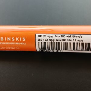 SHERBINSKIS - CERAMIC TIP ORANGE SHERBS INFUSED PRE-ROLLS - 1 GRAM