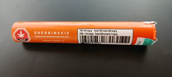 SHERBINSKIS - CERAMIC TIP ORANGE SHERBS INFUSED PRE-ROLLS - 1 GRAM