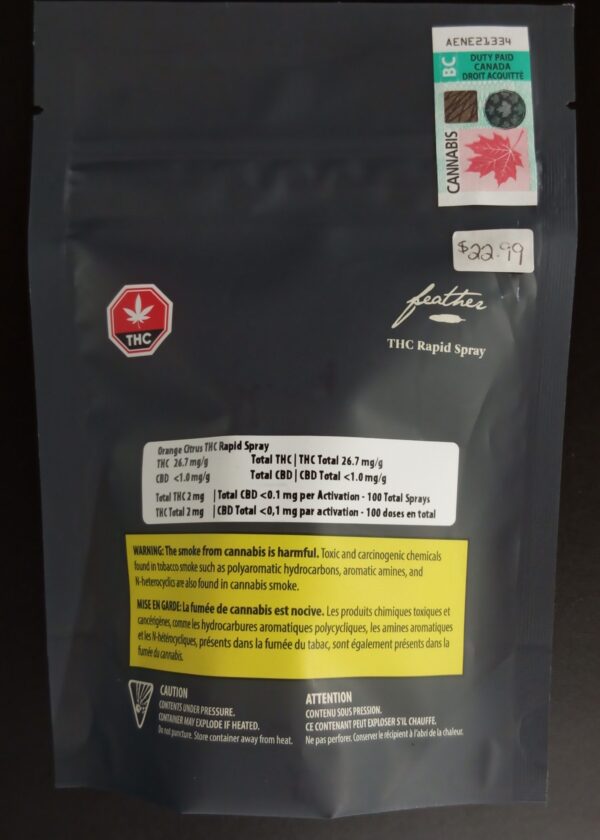 FEATHER - ORANGE CITRUS THC RAPID SPRAY - 8.33 MILLILITER