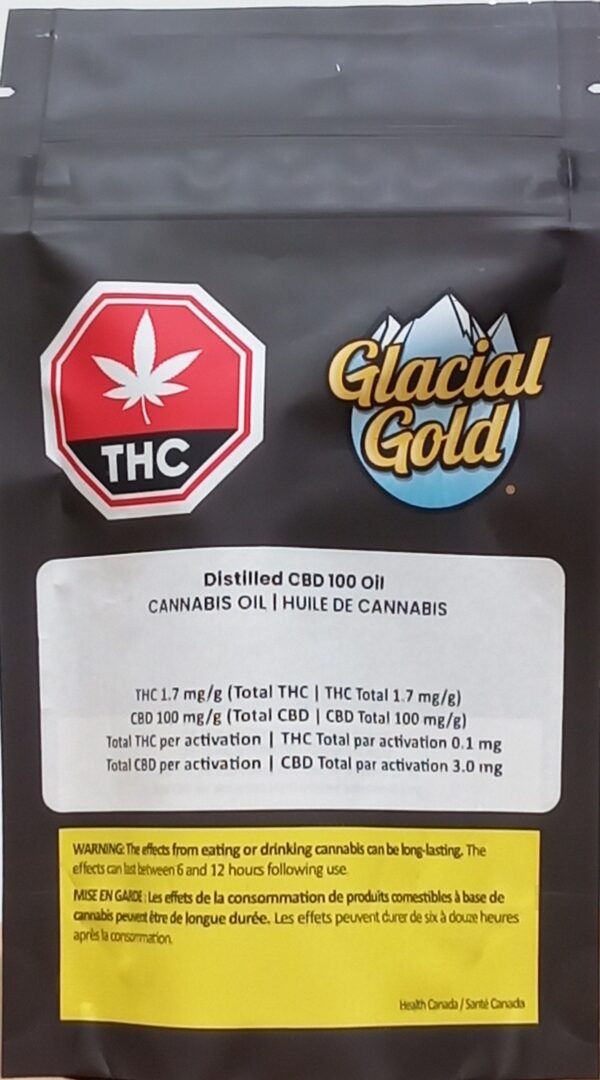 GLACIAL GOLD - DISTILLED CBD 100 OIL - 28.5 GRAM