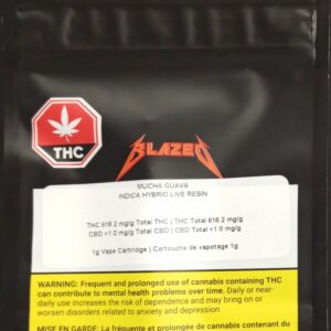 BLAZED 2.0 - MUCHA GUAVA INDICA HYBRID LIVE RESIN CARTRIDGE - 1 GRAM
