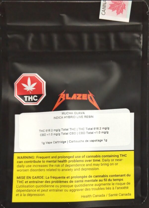 BLAZED 2.0 - MUCHA GUAVA INDICA HYBRID LIVE RESIN CARTRIDGE - 1 GRAM