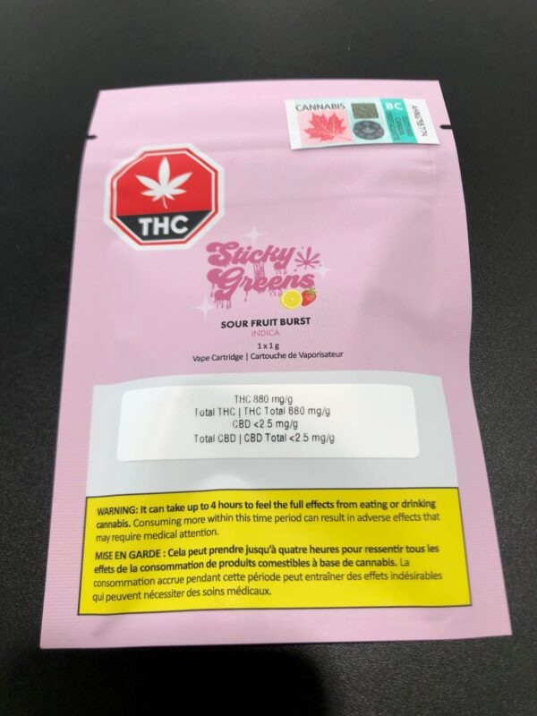 STICKY GREENS - SOUR FRUIT BURST CARTRIDGE - 1 GRAM