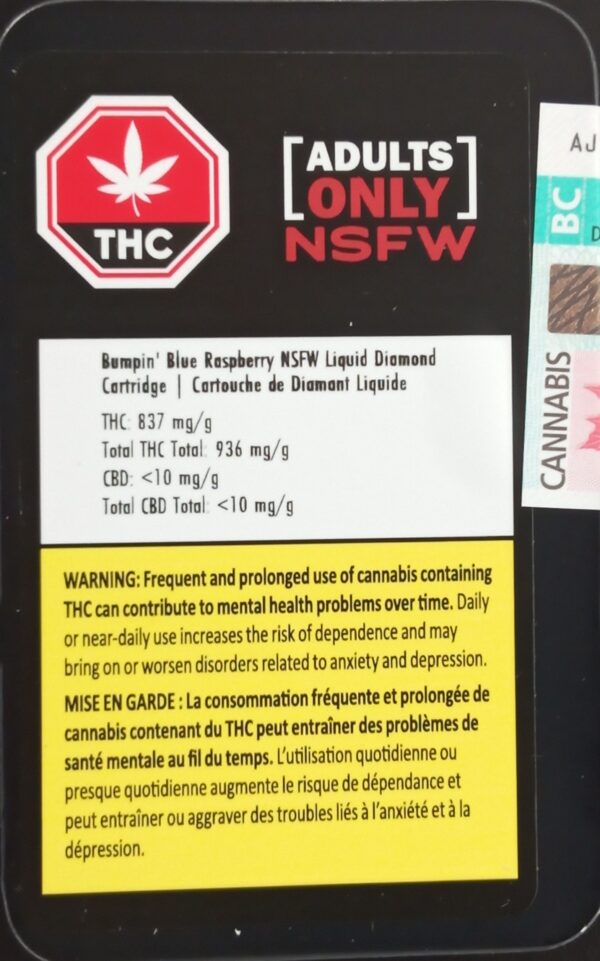ADULTS ONLY - BUMPIN' BLUE RASPBERRY NSFW LIQUID DIAMOND CART - 1 GRAM