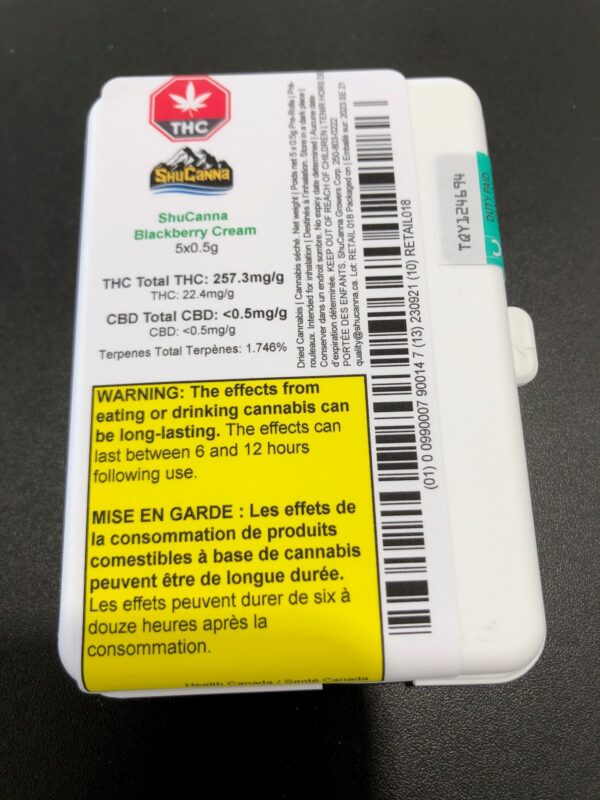 ShuCanna Blackberry Cream Pre Roll 5 x 0.50