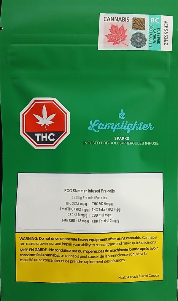 LAMPLIGHTER - SPARKS P.O.G. SLAMMER INFUSED PRE-ROLLS - 1.5 GRAM
