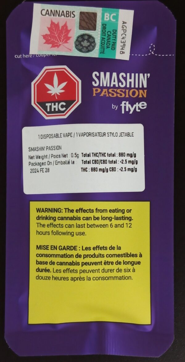FLYTE - SMASHIN' PASSION DISPOSABLE PEN - 0.5 GRAM