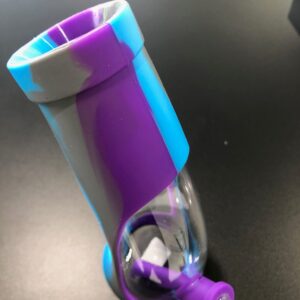 BLUE CURVED BOTTLED SHAPE SILICONE BONG