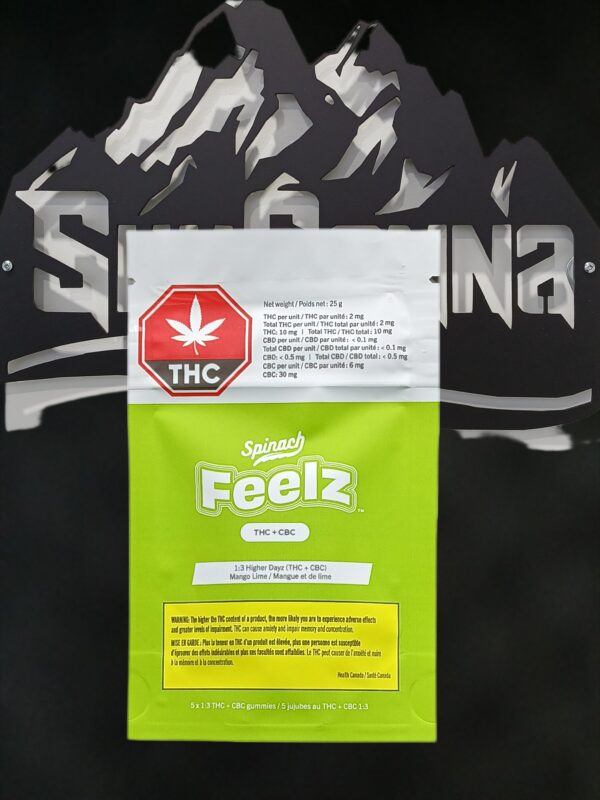 SPINACH FEELZ - MANGO LIME1:3THC+CBC-DAY TRIP GUMMIES - 25 GRAM