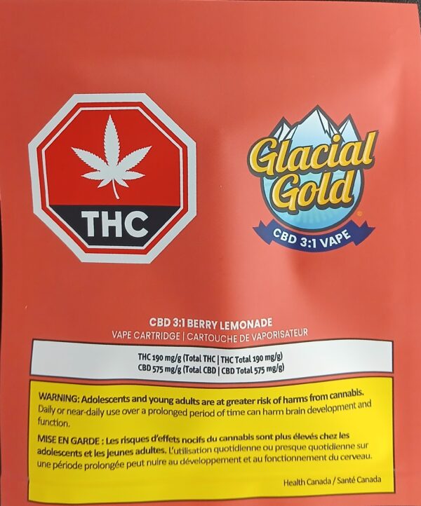 GLACIAL GOLD - CBD 3:1 BERRY LEMONADE VAPE - 1 GRAM