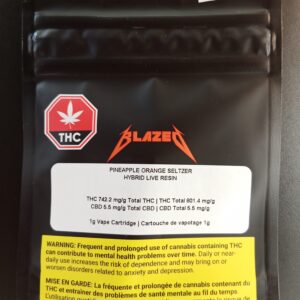 BLAZED 2.0 - PINEAPPLE ORANGE SELTZER LIVE RESIN CARTRIDGE - 1 GRAM