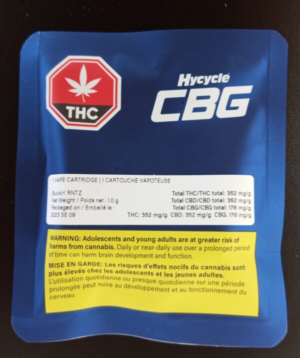 HYCYCLE CBG - BUCKIN' RNTZ CBG CARTRIDGE - 1 GRAM