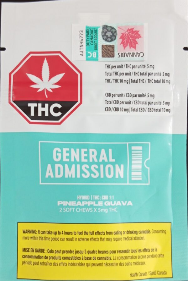 GENERAL ADMISSION - PINEAPPLE GUAVA THC & CBD GUMMY (1:1) - 16 GRAM