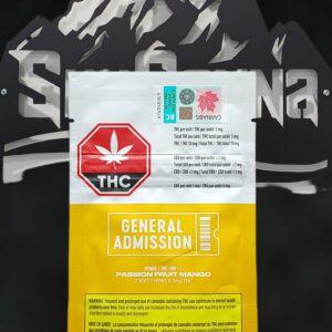 GENERAL ADMISSION - PASSION FRUIT MANGO THC & CBG SOFT 1:1 CHEWS - 16 GRAM