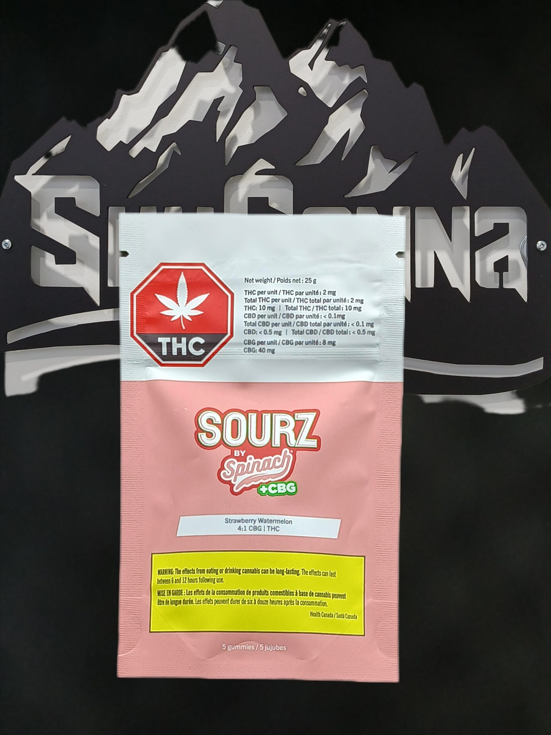 SOURZ BY SPINACH - STRAWBERRY WATERMELON 4:1 CBG:THC GUMMIES - 25 GRAM