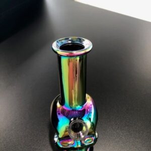 MINI SKULL GLASS BONG, METALLIC